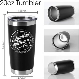 50th Birthday Gifts for Men-Vintage 1975 Gift for Women/Men -20oz Stainless Steel Car Tumblers - Funny Decorations Idea-Birthday Presents for Friends,Mother,Dad,Husband,Wife,Grandpa.