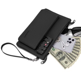 BARDOLPH Double Layer Money Bag With Lock - Men & Women's Accessories Pouch, Bank Cash Notary Bag With Zipper (Grey)