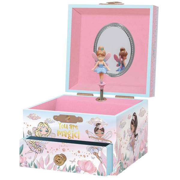 Musical Fairy Jewellery Box for Girls - Kids Music Box with Spinning Fairy and Mirror, Princess Gifts for Little Girls, Jewellery Boxes, Childrens Birthday Gift - Ages 3-10, Pink
