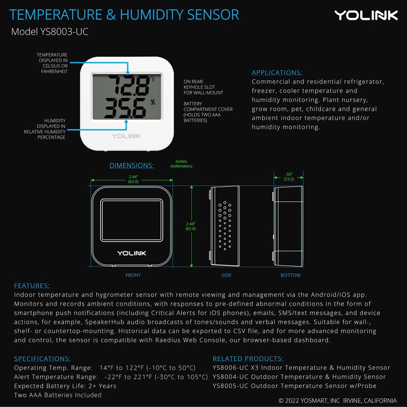 YoLink SpeakerHub & Two Temp/Humidity Sensors Starter Kit – Audio