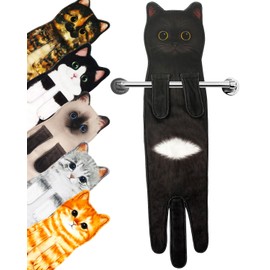 Cat Funny Hand Towels for Bathroom Kitchen Decor Cat Towel,Cute Decorative Hanging Washcloths Face Towels,Super Absorbent Soft, Housewarming Gift,Funny Gifts,Cat Lovers/Cat Mom Gifts for Women（Blak）
