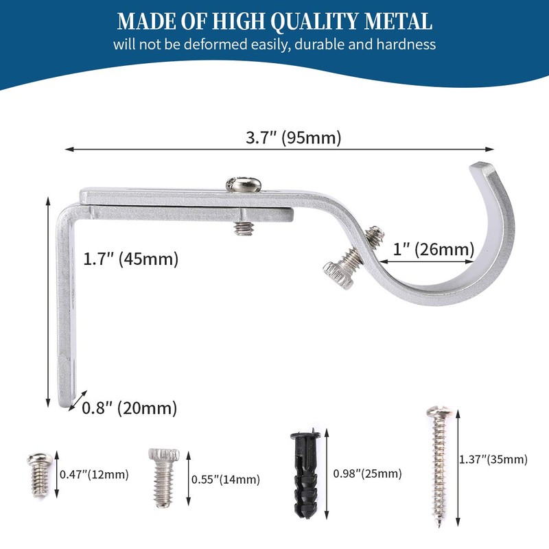 Anndason Heavy Duty Adjustable Curtain Rod Brackets Rod Holders for