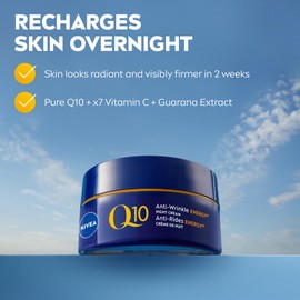 NIVEA NIVEA Q10 Energy Anti-Wrinkle Night Face Cream, 50ml | Anti wrinkle face moisturizer with Vitamin C and E