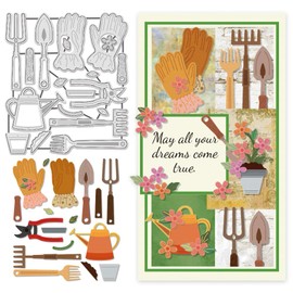 UNICRAFTALE 19Pcs Garden Theme Cutting Dies for Paper Card Making Embossing Gardening Tool Metal Die Cuts Kit Flower Watering Mould Stencil Template for DIY Crafts Scrapbooking Photo Frame Album