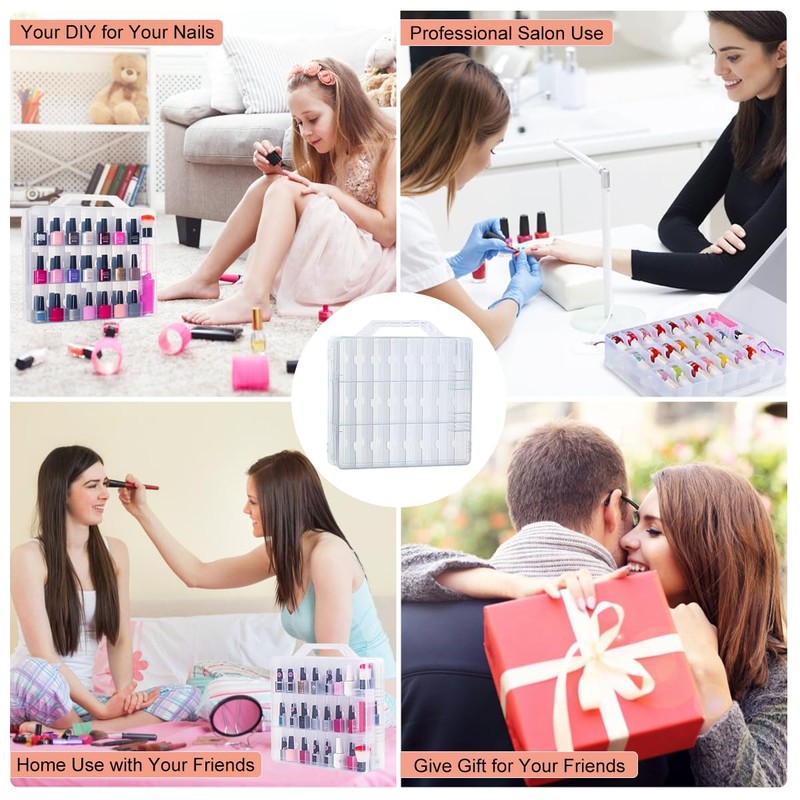 SUBAY Portable Nail Polish Organizer, Clear Double Side Nail Polish