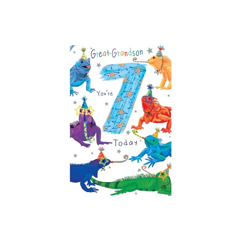 Great Grandson 7th Birthday Card Age 7 Beaver 9" x