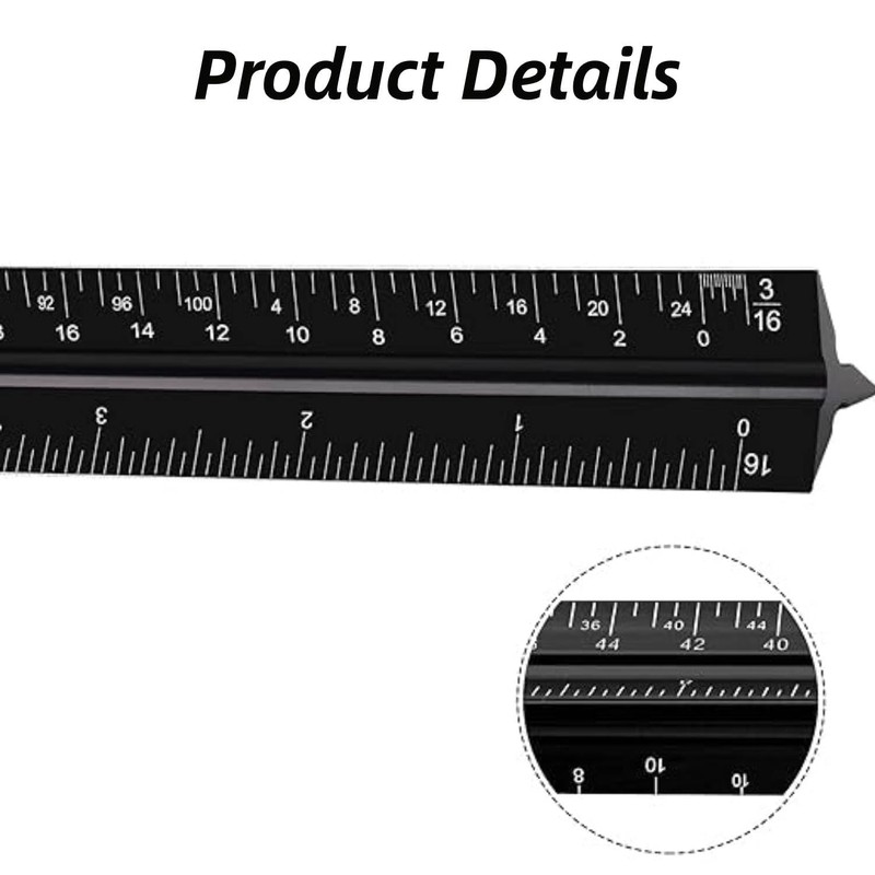 Architectural Scale Ruler – 12-Inch Aluminum Triangular Drafting Ruler for