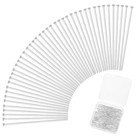 PH PandaHall Pack of 400 Flat Head Pins 35 mm (1.3 Inches) 304 Stainless Steel Jewellery Making Needles Head Pin 22 Gauge Bendable Needles for Beads Earrings Bracelets Necklaces Jewellery Head 1.4 mm