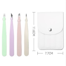 4Pcs Professional Tweezers Set, Includes Slant, Point, Straight, & Point, Eyebrow Tweezers for Facial Hair Women