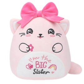 NIUBEHOHO Big Sister Plush Cat Stuffed - I'm The Big Sister Bear Pink Cat Stu...