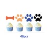 ASIMAO 48 Pcs Blue Paw Cupcake Toppers for Baby Shower,