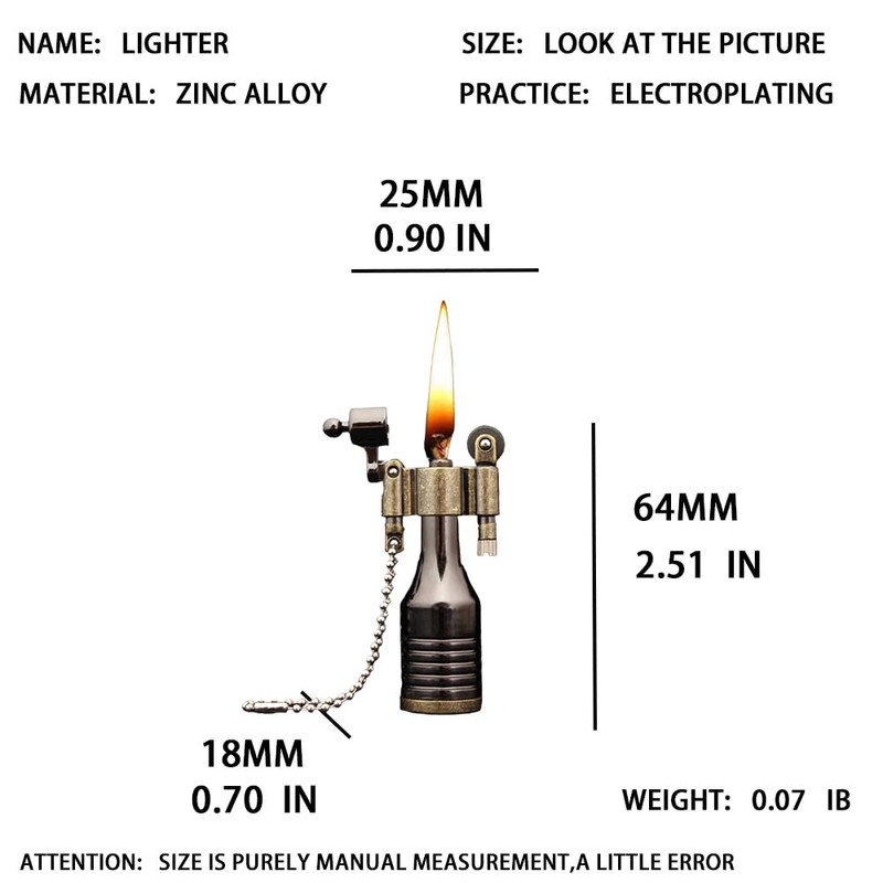 Retro Flint Wheel Lighter, Creative Soft Flame Kerosene Lighter, Jet