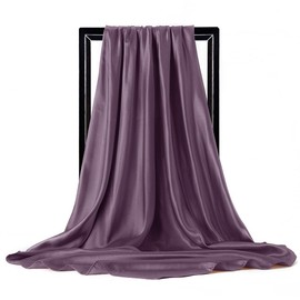 35 inches Solid Color Satin Silk Feeling Formal Large Square Neck Scarf Head Hair Wraps Handkerchief for Women Girls(Coffee)