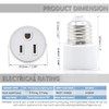 3 Prong Outlet Light Socket Adapter,Screw in Outlet Socket,E26 Light