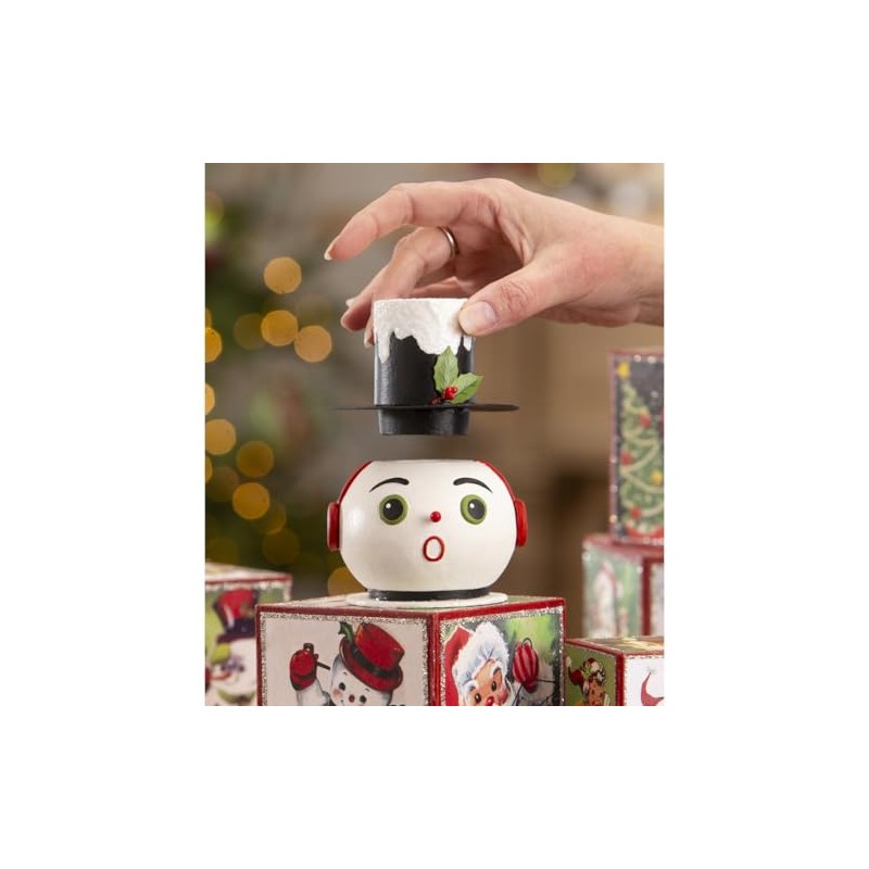 Bethany Lowe Vintage Surprised Snowman Container 4.25" TF3276