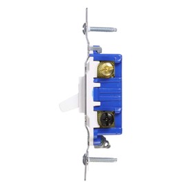 EATON Wiring 1303-7W-BOX 15-Amp 120-volt Standard Grade 3-Way Toggle Switch with Push and Side Wiring, Non-Grounding, White