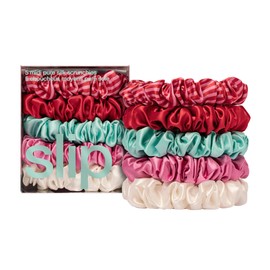slip Midi Scrunchie Gelati Set | Set of 5 Pure Silk Scrunchies in Sundown, Gelati, Sunshade, Bianca, & Turquoise | 100% Mulberry Silk, Anti-Crease, Gentle on Hair, Reduces Breakage | Stylish & Durable