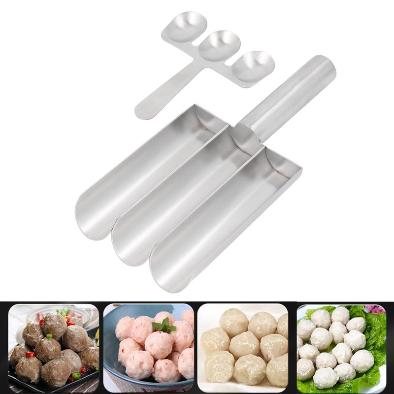Meatball Maker with Cutting Spoon Stainless Steel Meat Baller Spoon