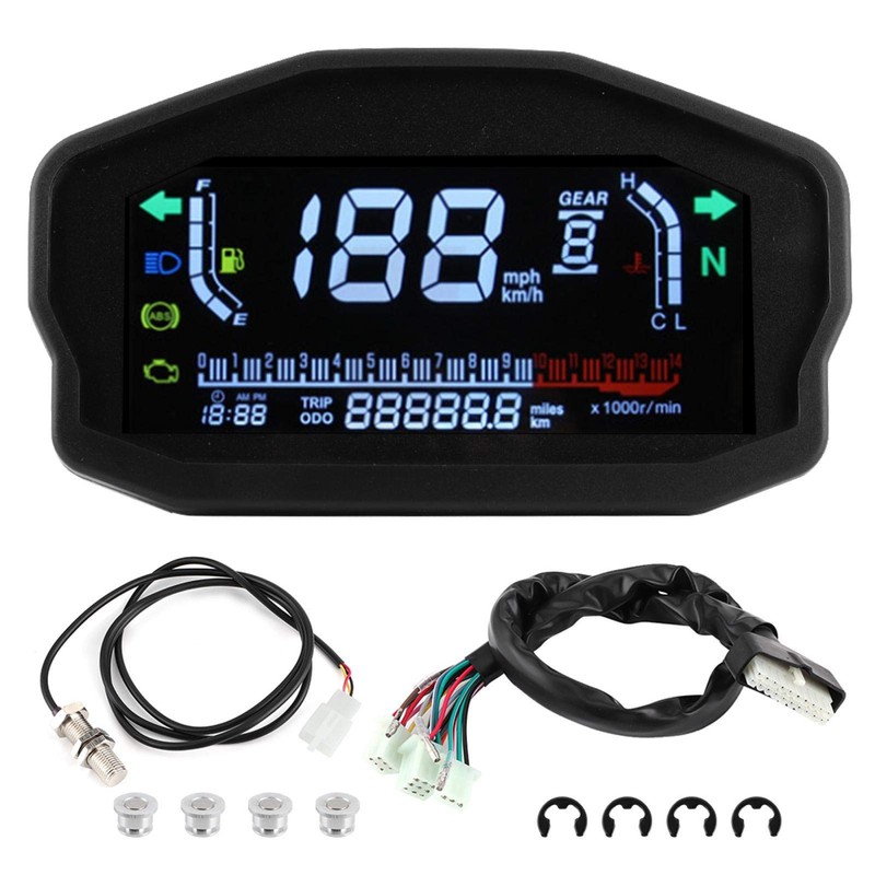 Universal Motorcycle Speedometer, Modification Motorcycle LED Tachometer Digital Odometer Fuel
