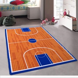 Wooden Basketball Court Area Rug Rugs Mat for Living Room Bedroom (3 Feet X 5 Feet)