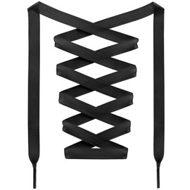 DANHUA Satin Ribbon Shoe Laces: 2 Pair 1CM Wide Black Silk Sneakers Shoelaces for Women 31 Inch