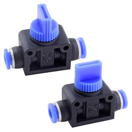 Bivethoi 6mm OD Pneumatic Ball Valve, Push to Connect Ball Valve, Air Flow Control Valve, PVC Straight Air Hose Quick Connect Adapter (2 Pack, Blue, Metric)