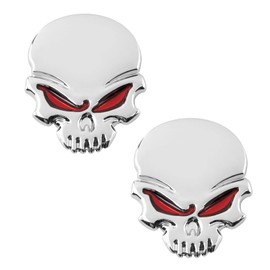 Metal Skull Car Stickers, 2 Pcs 3D Metal Car Sticker Skull Motorbike Stickers Car Bumper Stickers Skull Emblem Badge Stickers for Car Motorcycle Decor (Sliver)