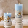 Luminara Flameless LED Candle Soft Chambray Embedded Seashell & Starfish