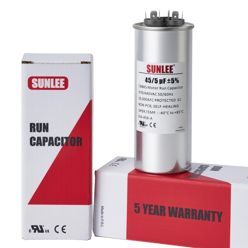 SUNLEE AC Capacitor 45/5 uF 370V / 440V CBB65 Dual
