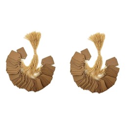 200 Pack Kraft Gift Marking Tags Price Labels Display Tags Strung for Crafts & Gifts. Personalize & Price Your Merchandise (2 1/4" x 1 1/2") for Jewelry, Clothing, Organization, Storage