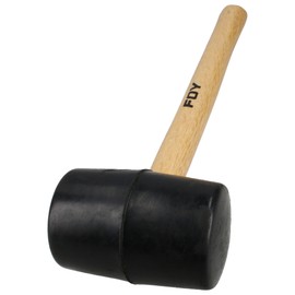 Foy 141880 Mazo con cabeza de hule negro con mango de madera de 11", 16 oz
