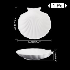 NBEADS Shell Shape Jewelry Tray, 4.13x4.21x0.83 Inch Small Decorative Gesso Trinket Dish White Jewelry Dish Plate Storage Tray Accent Tray for Rings Necklaces Earring