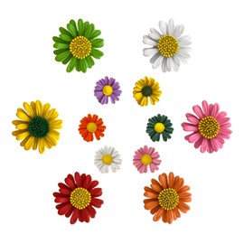 Zzcy Pack of 12 Brooches Flower Lapel Pin Women's Flower Brooch Daisy Pin for DIY Bags, T-Shirts, All Clothes, Hat Decoration (6 Large 6 Small), Alloy Steel