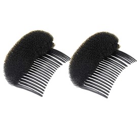 2PCS Women Lady Girls Soft Sponge Foam Hair Base Inserts Bump Up Hair Pads Stick Bun Maker Hair Styling Clip Hair Comb Braid Tool Hair Styling Accessories Black