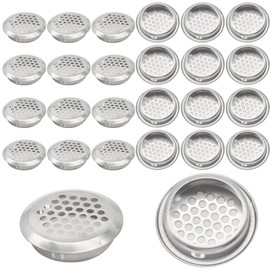 Hocansen 30Pcs Air Vent Cover 35mm Round Shaped Mesh Hole Stainless Steel Ventilation Louver Cover for Cabinet, Wardrobe, or Shoe Cabinet (FK/35MM)