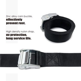 HEHAHA Battery Box Tie/Hold Down Strap Kit, 59"x1.49" Anti-UV Black Tie Strap, with Cam Buckle Mounts and SS Screws, Effectively Prevent Equipment from Slipping (1 Pack)