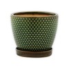 6" Green Hobnail Pot with Saucer