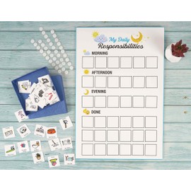 Inkdotpot Kids Daily Responsibility Checklist, to-Do List- Daily Routine- Chore Chart- Morning/Evening Checklist- Daily Task List- Childrens Job Poster-S8