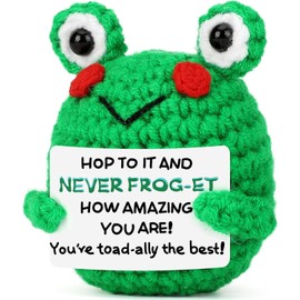ZEPHYRION Funny Frog Crochet Gifts - Inspirational Frog Decor & Cute Positive Crochet with Encouragement Cards - Ideal Small Frog Gifts for Women, Friends & Coworkers on Christmas, Birthday