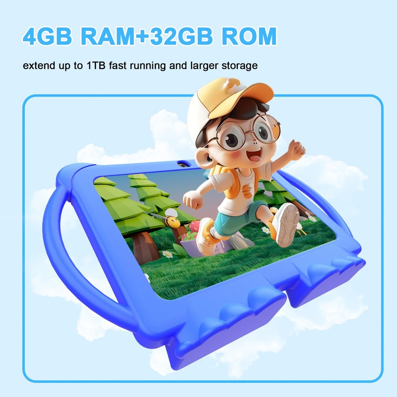 HOTTABLET Kids Tablet 7 inch Android 12, 4GB RAM 32GB