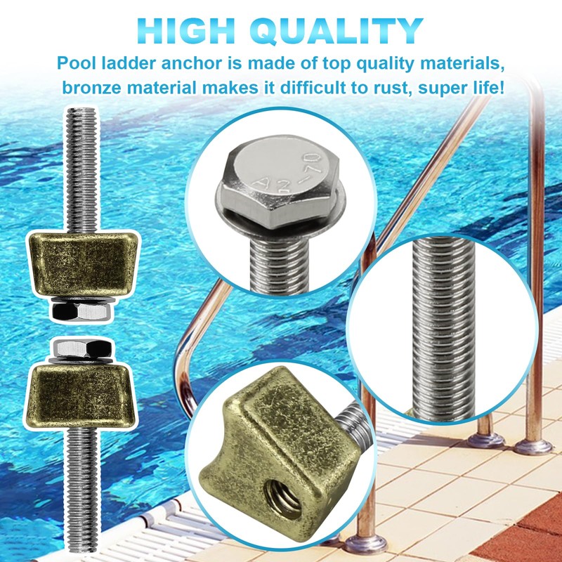 Screw Man Pool Ladder Anchors Wedge Assembly PW-4C Replacement (2