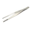 Precision Blunt Serrated Tips Stainless Steel Thumb Forceps Tweezers 5.5" (14 cm), Comfortable Ridged Handle