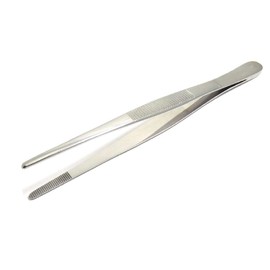 Precision Blunt Serrated Tips Stainless Steel Thumb Forceps Tweezers 5.5" (14 cm), Comfortable Ridged Handle