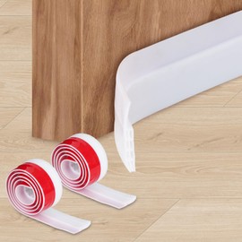 Door Draft Stopper 2-Pack - Weatherproof and Soundproof Door Seal Strip for Interior/Exterior Doors, 2" W x 39" L, Insulation and Noise Reduction Bottom Sweep (White)