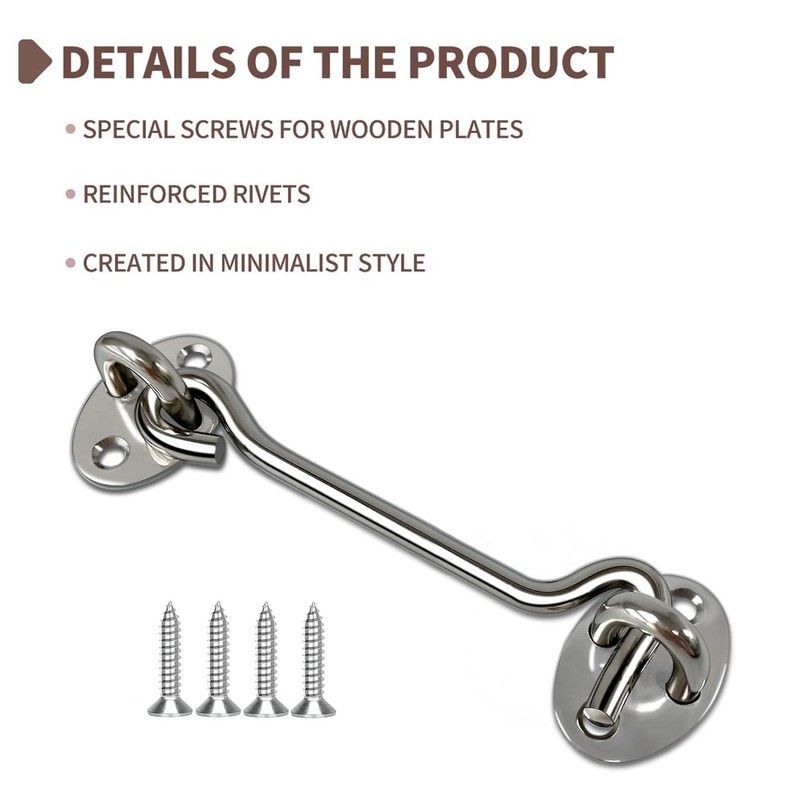TOPYWMSP Hook and Eye Latch 2Pcs 6 Inch Stainless Steel