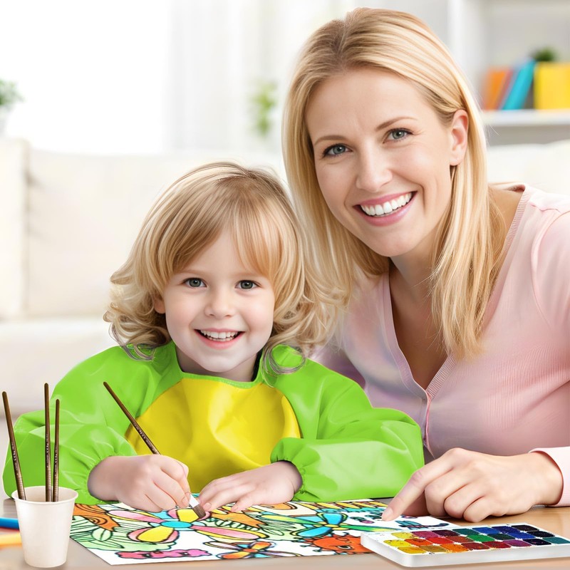 SOCOLER 2 Pack Kids Painting Apron, Toddler Art Smock Waterproof,Children