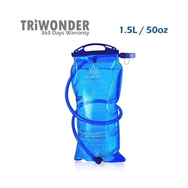TRIWONDER 1.5-2-3L BPA Free Hydration Bladder Water Reservoir for Bicycling Hiking Camping Backpack (1.5L / 50oz(PEVA))
