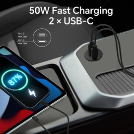 Obeaming 50W 12V USB Outlet Dual 25W USB-C Charger PD 3.0 Aluminum Fast Charging Socket, Replacement Car Charger Accessories for RV Camper Trailer Truck Boat Golf