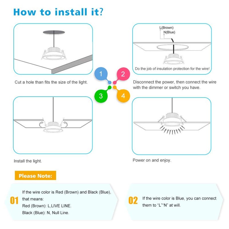 2 Inch LED Downlight, Recessed Lighting Dimmable Ceiling Light, 3W,