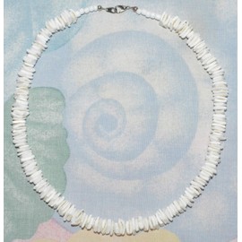 Native Treasure 18" Mens and Womens White Rose Clam Chips Ark Shell Tropical Jewelry Summer Beach Surfer Necklace Lobster Clasp, Mens Beach Necklace